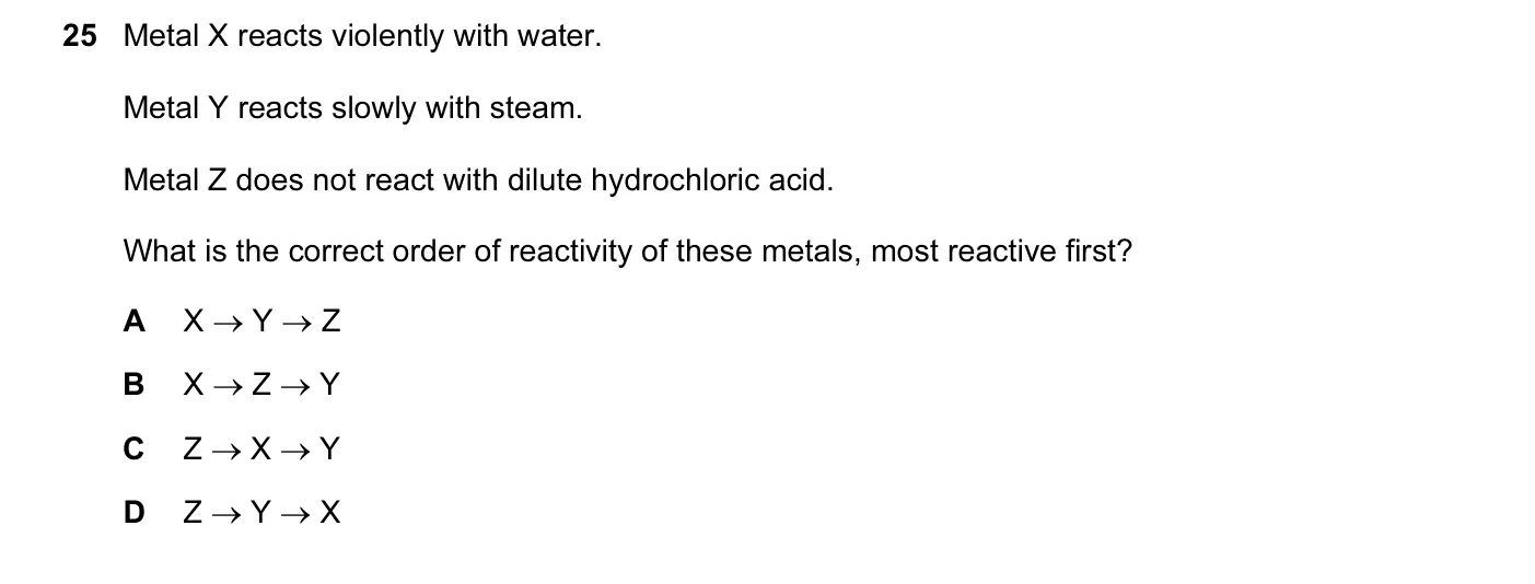 Question 25, June 2012, 0620 Paper 11