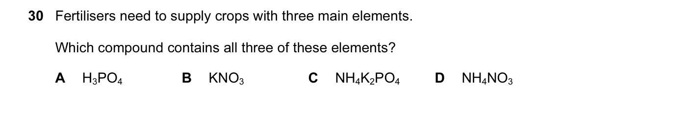 Question 30, June 2012, 0620 Paper 11