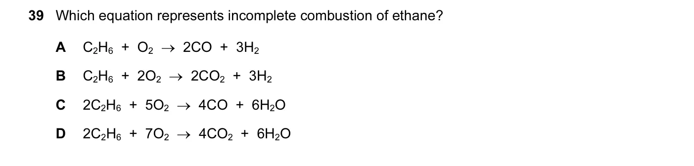 Question 39, June 2012, 0620 Paper 11