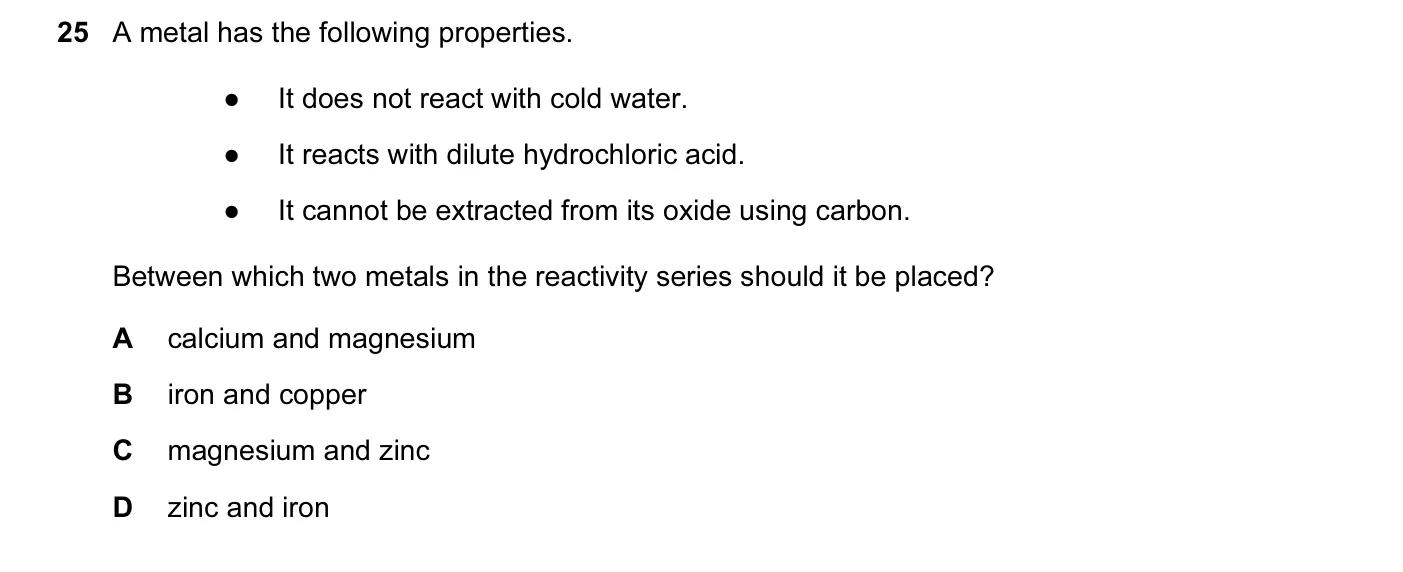 Question 25, June 2012, 0620 Paper 12