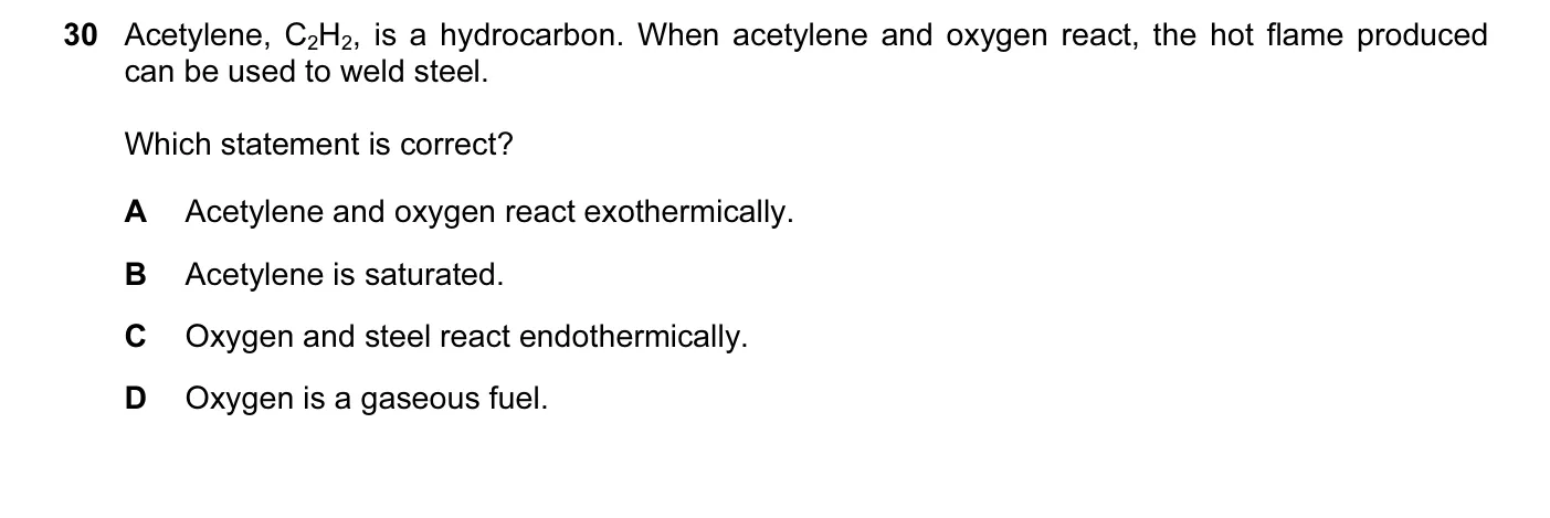 Question 30, June 2012, 0620 Paper 12