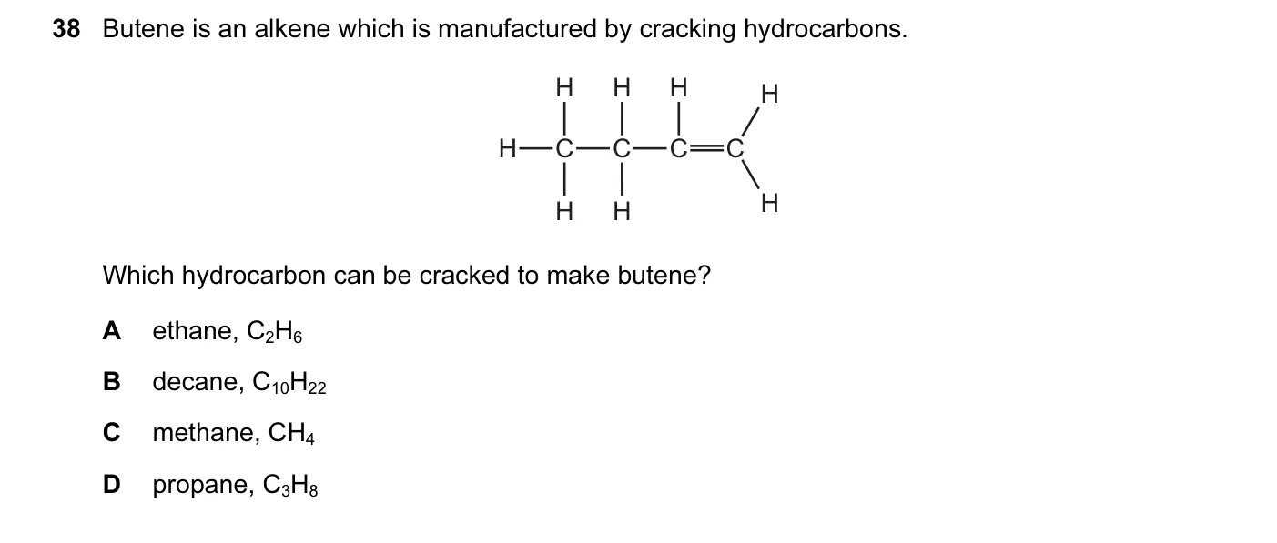 Question 38, June 2012, 0620 Paper 12