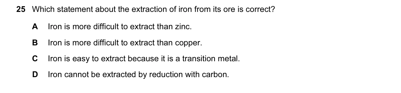 Question 25, June 2012, 0620 Paper 13