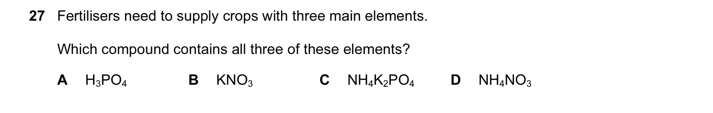 Question 27, June 2012, 0620 Paper 13