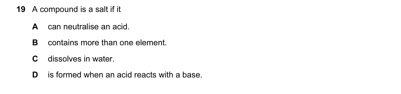 Question 19, November 2012, 0620 Paper 11