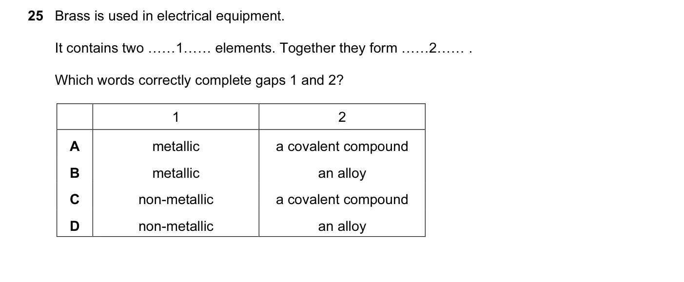 Question 25, November 2012, 0620 Paper 11