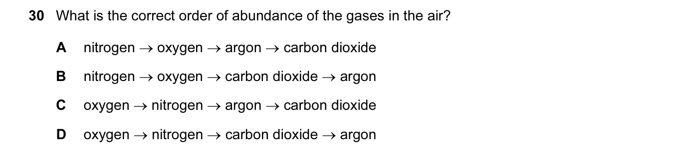 Question 30, November 2012, 0620 Paper 11