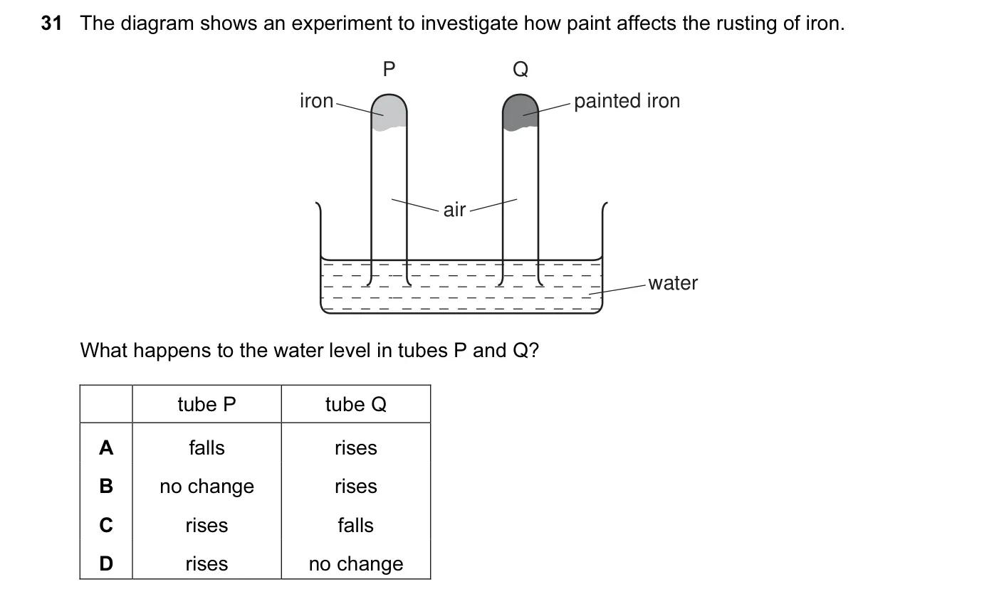 Question 31, November 2012, 0620 Paper 11