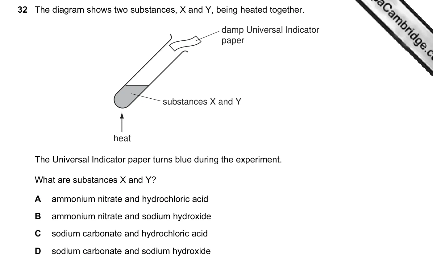 Question 32, November 2012, 0620 Paper 11