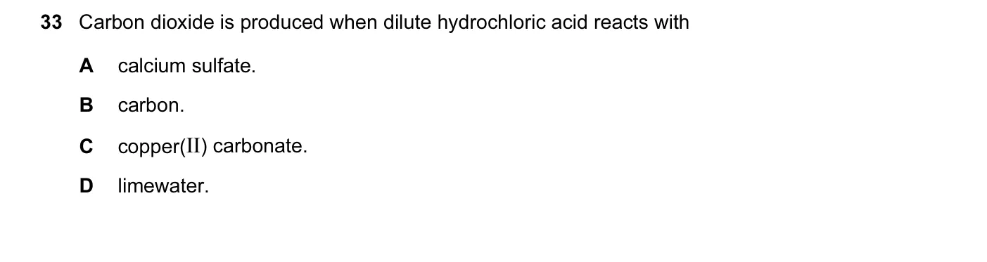 Question 33, November 2012, 0620 Paper 11