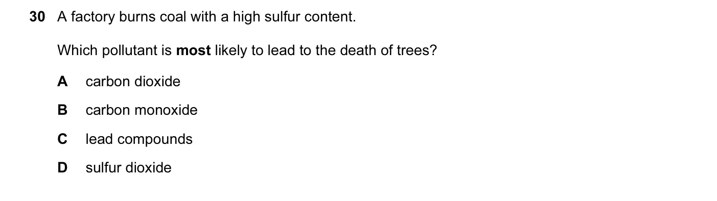 Question 30, November 2012, 0620 Paper 12