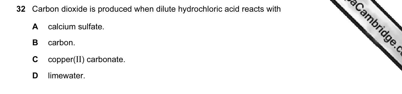 Question 32, November 2012, 0620 Paper 12
