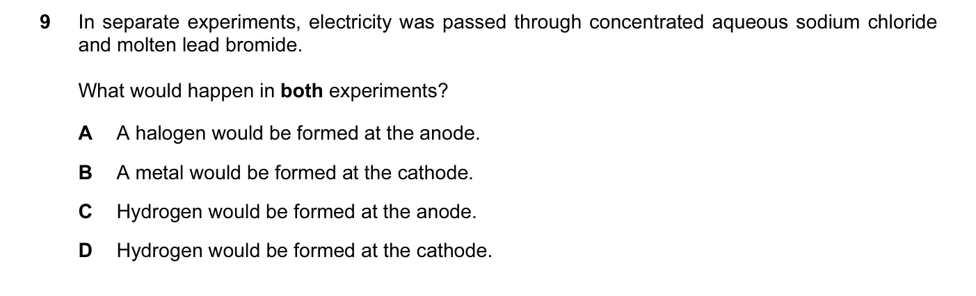 Question 9, November 2012, 0620 Paper 13