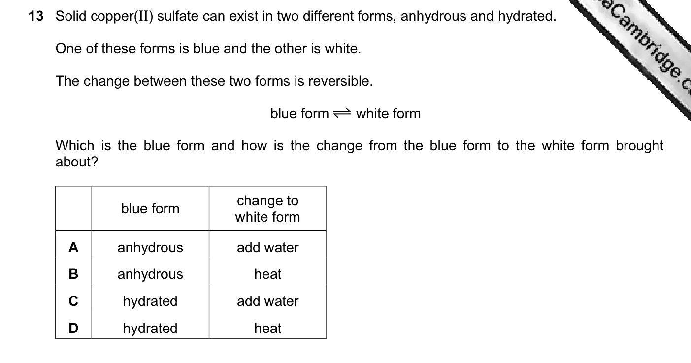 Question 13, November 2012, 0620 Paper 13