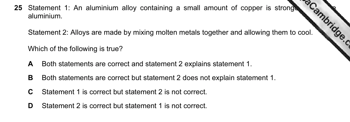 Question 25, November 2012, 0620 Paper 13