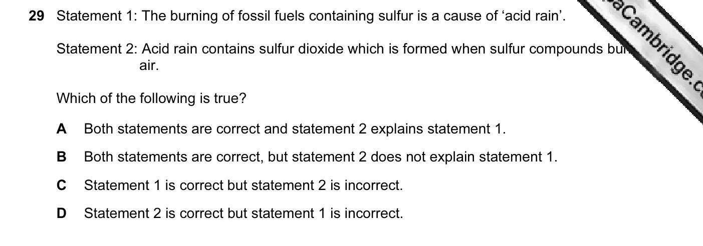 Question 29, November 2012, 0620 Paper 13