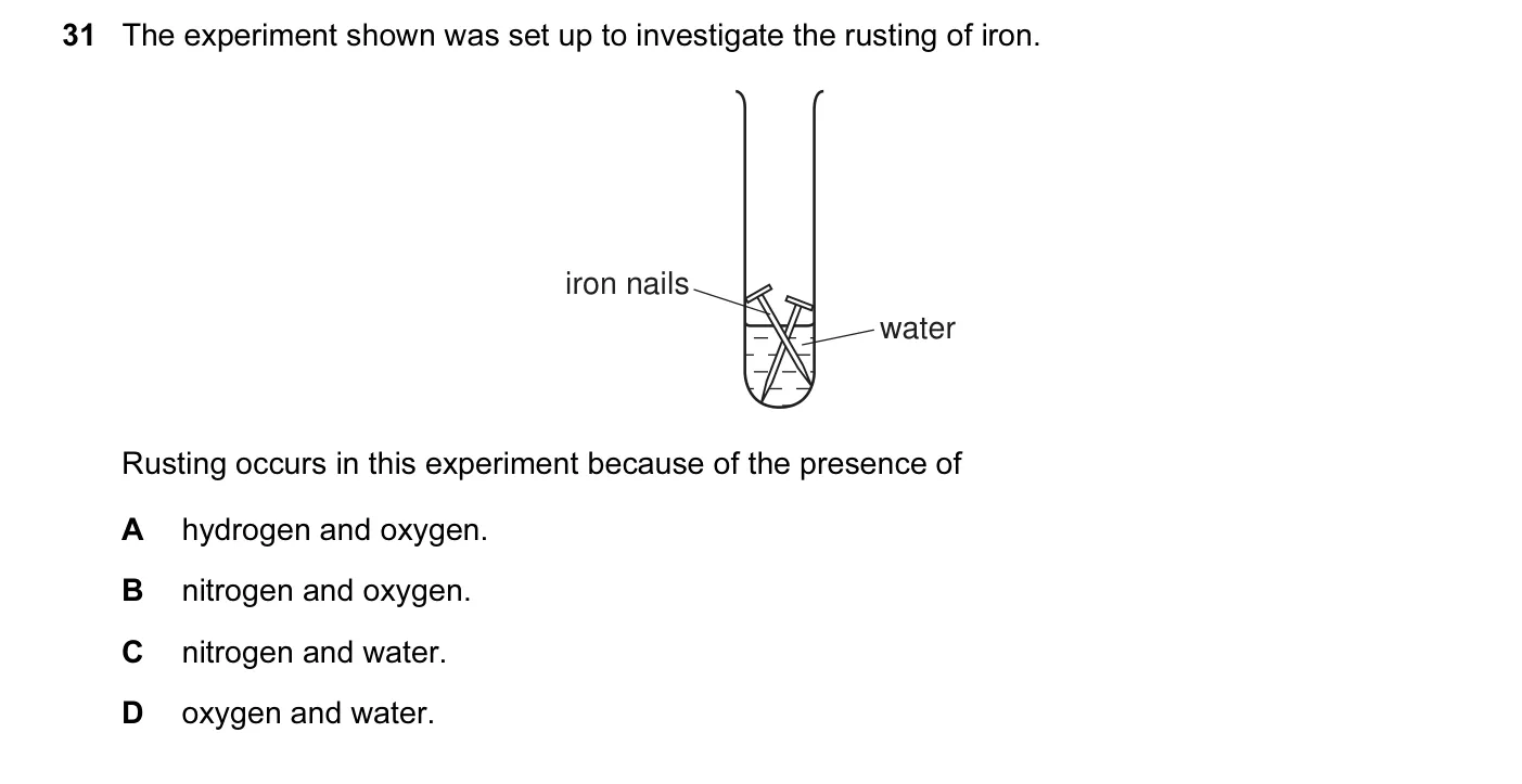 Question 31, November 2012, 0620 Paper 13