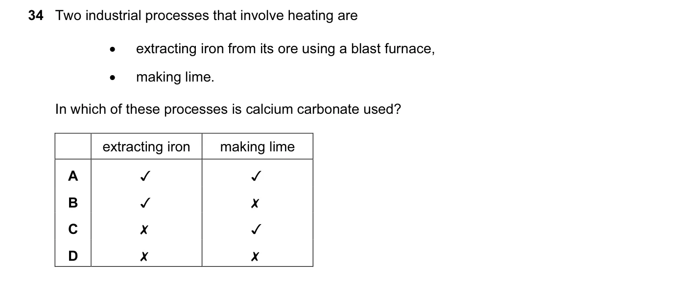 Question 34, November 2012, 0620 Paper 13