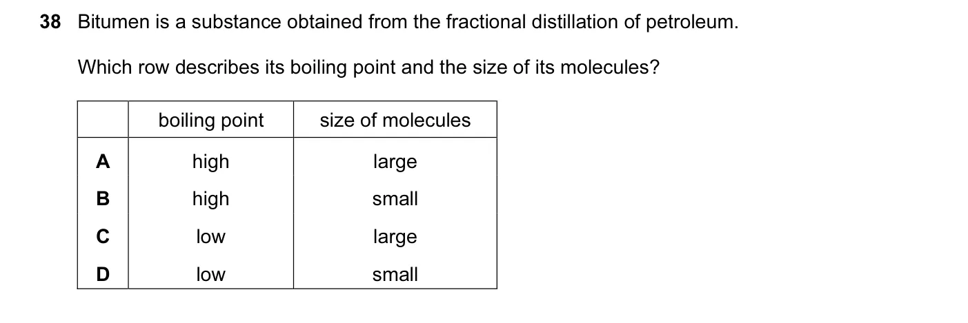 Question 38, November 2012, 0620 Paper 13