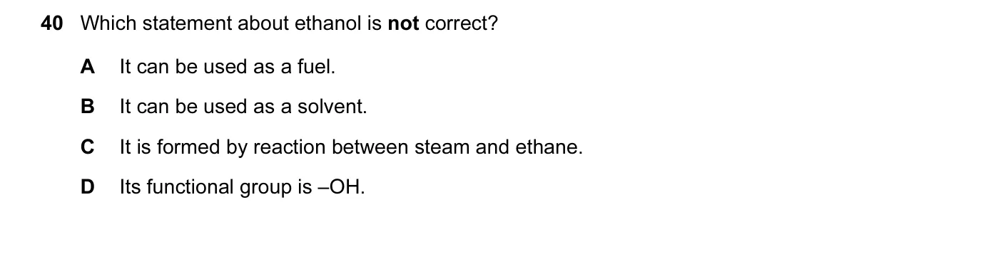 Question 40, November 2012, 0620 Paper 13