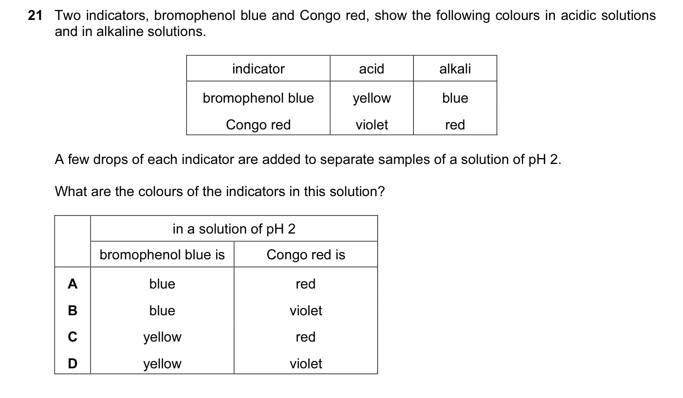 Question 21, June 2013, 0620 Paper 11