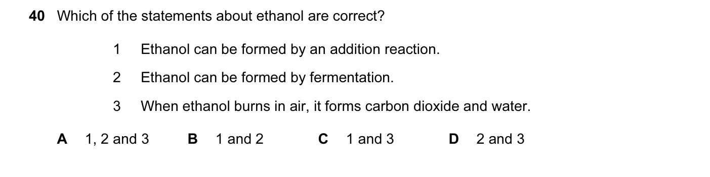 Question 40, June 2013, 0620 Paper 11