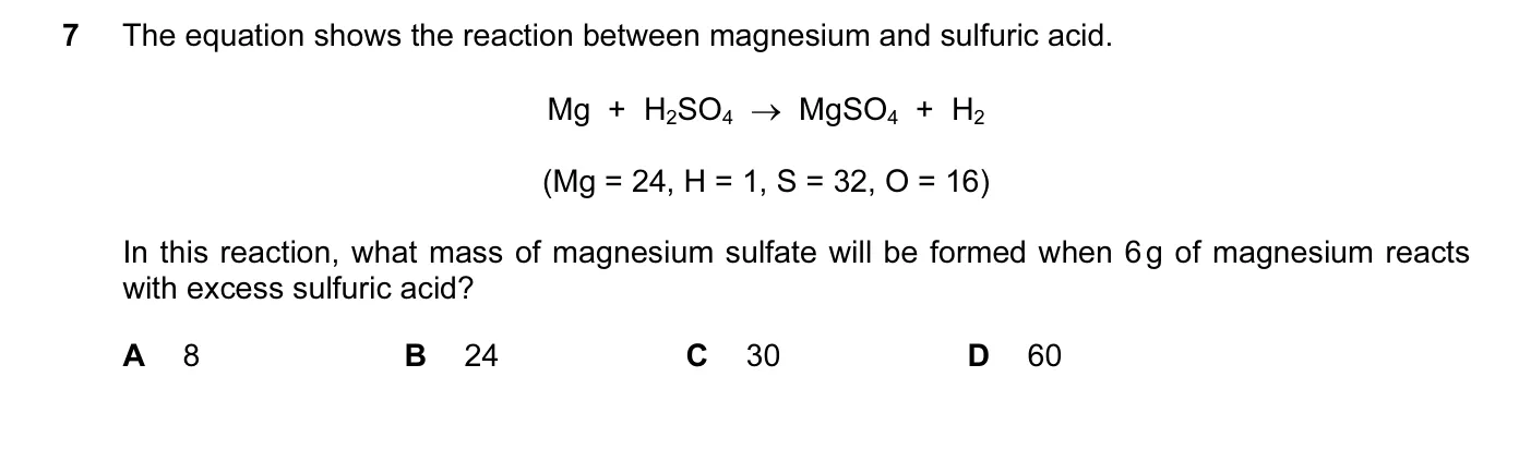 Question 7, June 2013, 0620 Paper 12