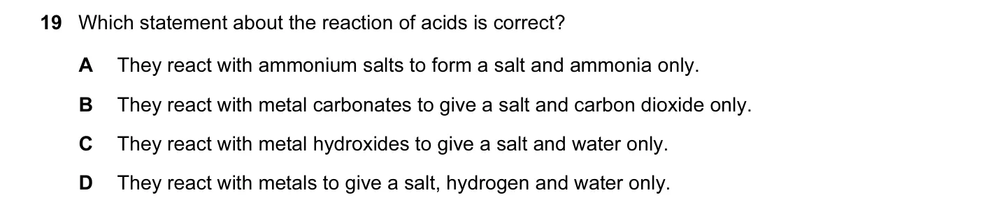 Question 19, June 2013, 0620 Paper 12