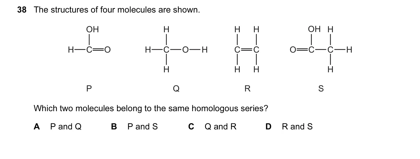 Question 38, June 2013, 0620 Paper 12