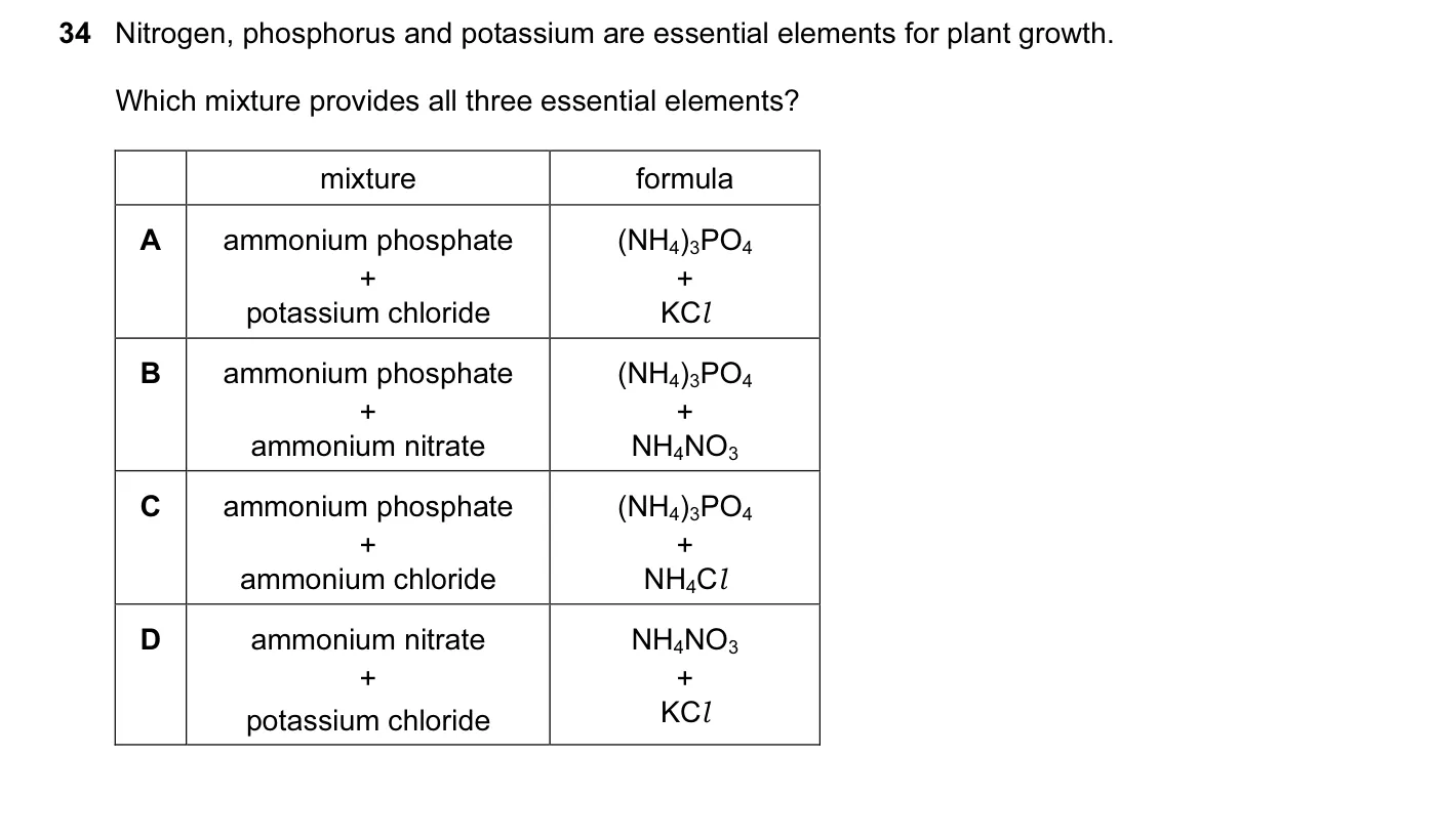 Question 34, June 2013, 0620 Paper 13