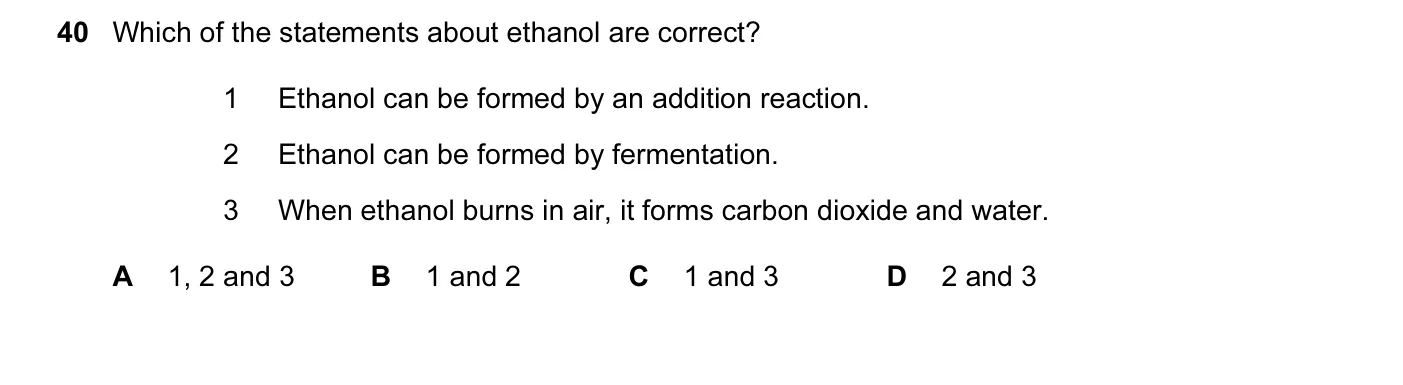Question 40, June 2013, 0620 Paper 13
