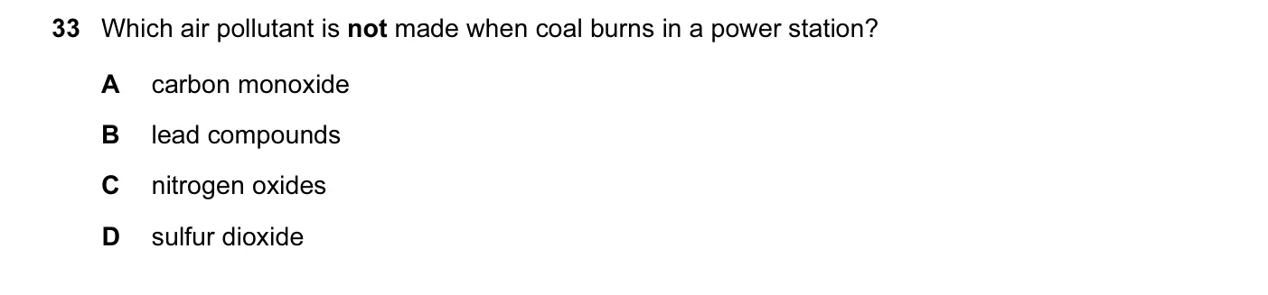 Question 33, November 2013, 0620 Paper 11