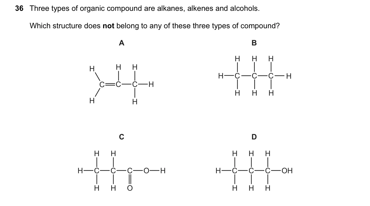 Question 36, November 2013, 0620 Paper 11