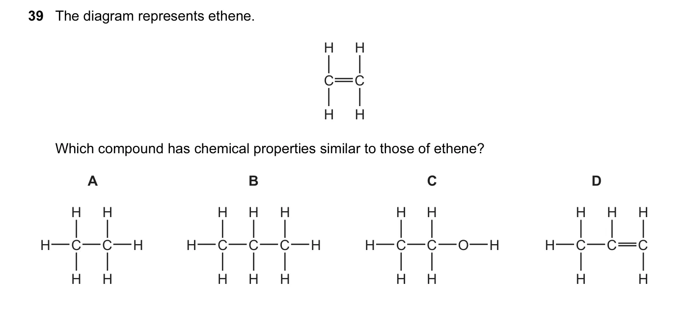 Question 39, November 2013, 0620 Paper 11