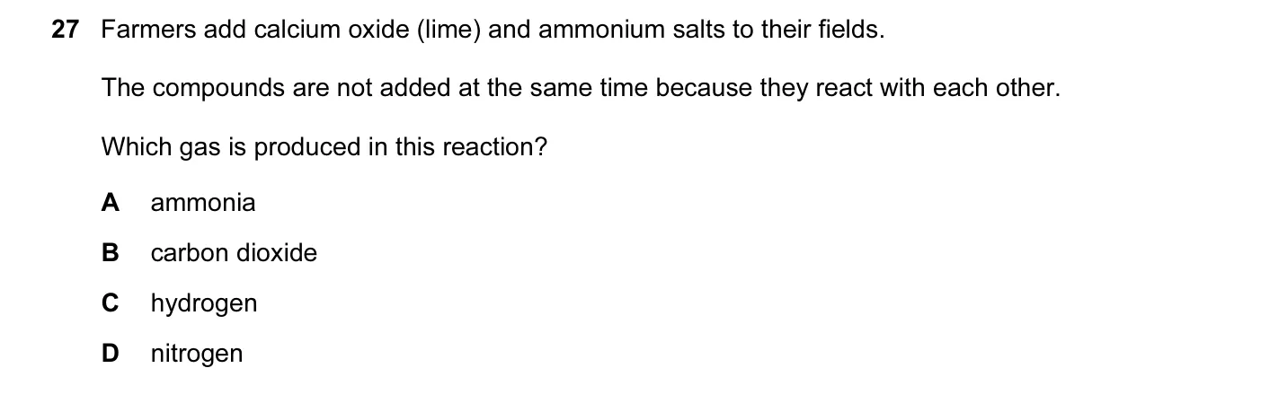 Question 27, November 2013, 0620 Paper 12
