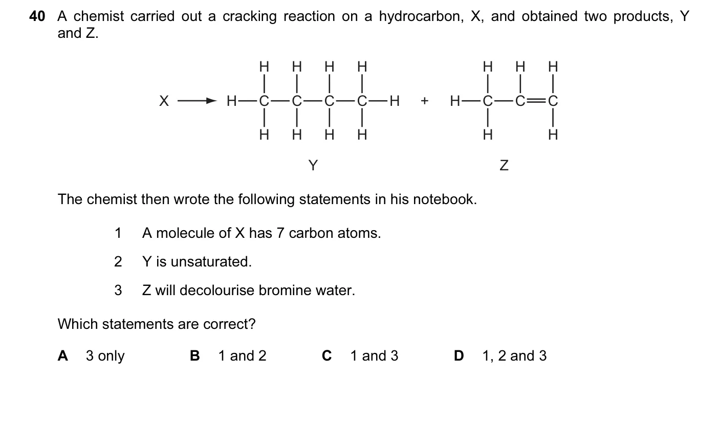 Question 40, November 2013, 0620 Paper 12
