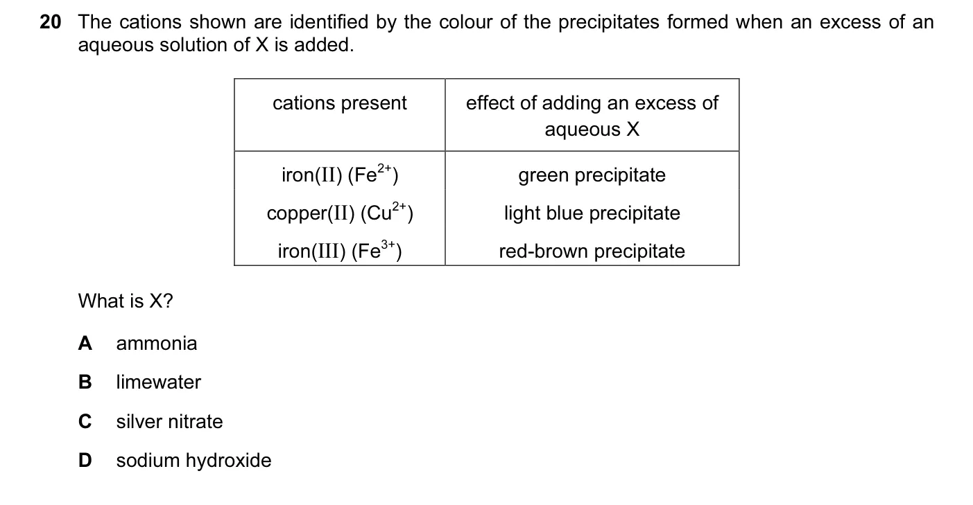 Question 20, November 2013, 0620 Paper 13
