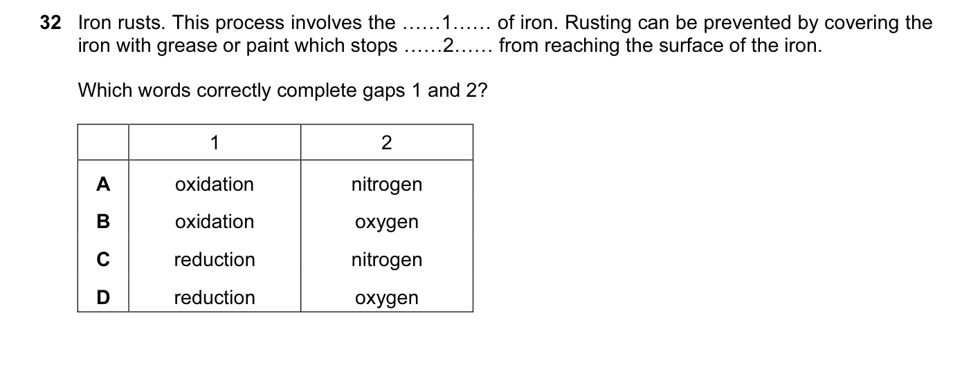 Question 32, November 2013, 0620 Paper 13