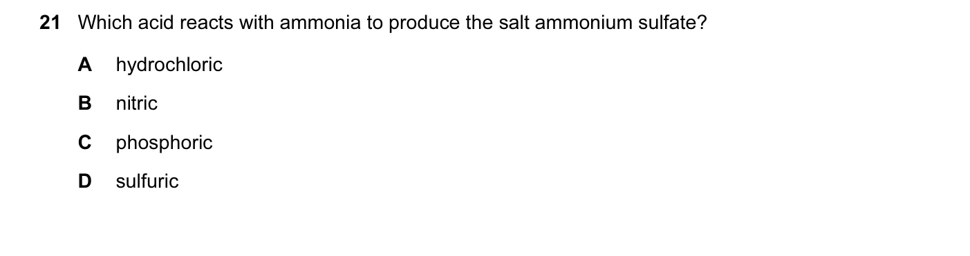 Question 21, June 2014, 0620 Paper 11