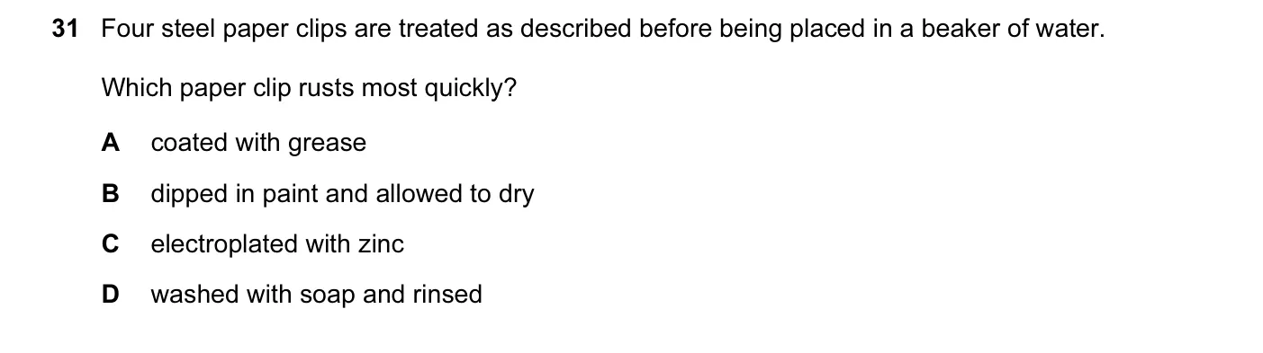 Question 31, June 2014, 0620 Paper 11