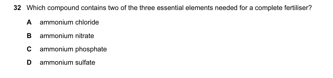 Question 32, June 2014, 0620 Paper 11
