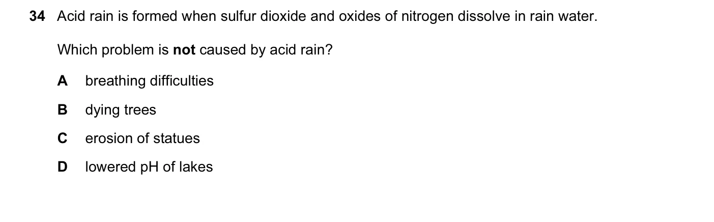 Question 34, June 2014, 0620 Paper 11
