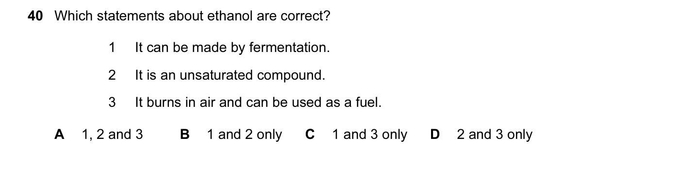Question 40, June 2014, 0620 Paper 11