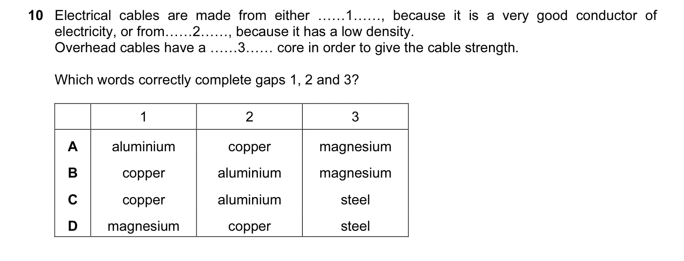 Question 10, June 2014, 0620 Paper 12
