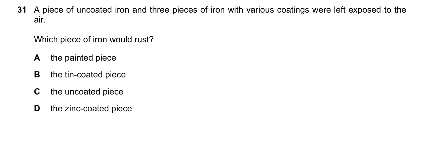 Question 31, June 2014, 0620 Paper 12