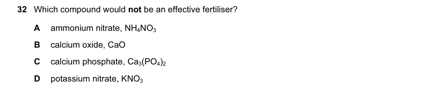 Question 32, June 2014, 0620 Paper 12