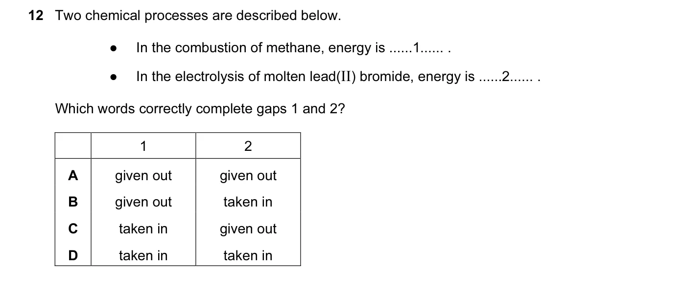 Question 12, June 2014, 0620 Paper 13