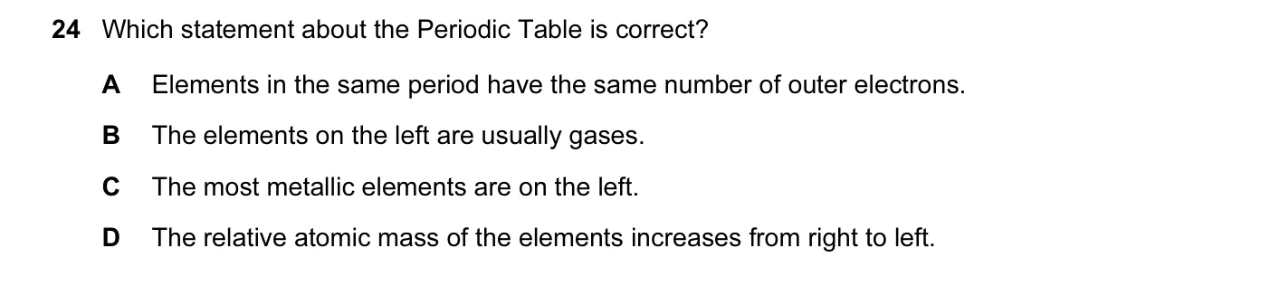 Question 24, June 2014, 0620 Paper 13
