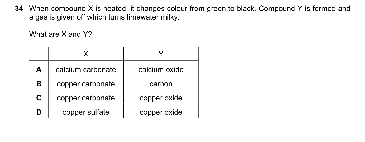 Question 34, June 2014, 0620 Paper 13