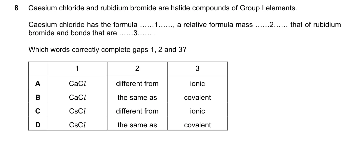 Question 8, November 2014, 0620 Paper 11